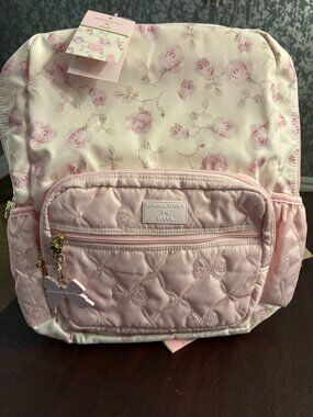 NWT LoveShackFancy x Yoobi Ribbon Rosa Backpack Sterling Dusk